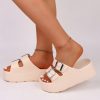 Women’S Casual EVA Slides, Solid Color Slip-On Slides, Comfortable All-Season Open Toe Flat Heel Sandals, with Thick Sole and Double Buckle Strap, with Anti-Slip Sole for North America & European Special