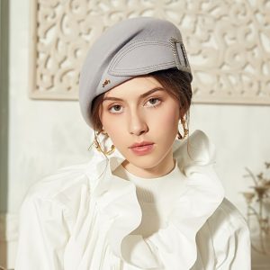 Valentine'S Day Round Wool Beret Bow Woolen Hat Women'S Retro Hat Church Hat