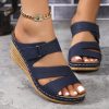 Summer 2025 Women’S Wedge Slippers, Featuring a Knitted Design in European And American Styles.