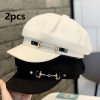 2 Elegant Black And White Classic Women’S Berets with Exquisite Craftsmanship, Fashionable Embossed Beret Style, Hand Washable, Suitable for Parties, And Fashionable Berets for Women to Wear Daily