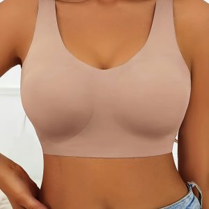 5pcs Women Large-sized Sports Bras Without Steel Rings - Detachable Inner Padding, Medium Support Breathable Fabric, Solid Color, Suitable For Gym, Yoga And Daily Comfort, Simple Design, Bras Without Steel Rings