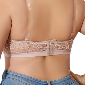 2pcs Women's Strapless Wireless Bra with Front Button Closure, Non Padded Comfort Design, Jacquard Elegant Everyday & Special Occasion Wear, Machine Washable, Strapless Bra, Comfortable Sleek Undergarment, Smooth Texture Fabric, Seamless Breathable