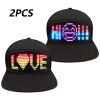 2pcs LED Baseball Caps with 16×32 Full Color Dot Matrix Screen, Multi-Language APP Control, Adjustable Strap – Perfect for Parties, Clubs, Christmas & Halloween Gifts, Unisex, Black, Party Accessories | Funky Style Cap | Lightweight Cap