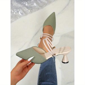 Women'S Fashion Versatile Heels - Springu002FSummer Collection High-Heel Chunky Pointed-Toe Mules