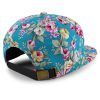 Floral Print Structured Mid Profile Flatbill Snapback Cap