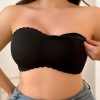 3-Pack Women’s Off-the-Shoulder Strapless Bras with Side Cross Waist Design, Lace Trim & Breathable Non-Padded Comfort – Solid Color Everyday Bras for Daily Wear