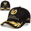 Embroidered Letter Baseball Cap, Outdoor Sun Protection Pointed Hat, Adjustable Size Sports Cap, Black And Golden Design, with Iconic Logo