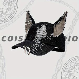 Desert wolf ears cowboy baseball cap, colorful baseball cap design, unique animal theme accessories for women, buckle, sun protection