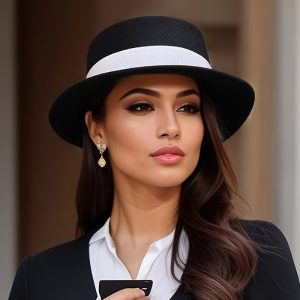 Elegant And Classic Design of Women'S Wool Felt Hat, Embellished with a Bow, Light And Breathable Tweed Fabric, Showing The Elegant Style of Women