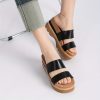 Women’S Platform Sandals Arch Support Beach Slides For Woman Orthotic Summer Causal Cork Footbed Adjustable Buckle Elastic Band Cushion Cute Flatform Sandalias