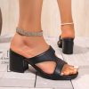Women’S Red Slingback Sandals with Chunky Heel – Open-Toe Synthetic Cover Slides, Comfortable Summer Footwear for Casual or Dressy Occasions, Casual Footwear | Slingback Sandals | Synthetic Cover Sandals