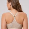 Plus Size Elegant Underwire Bra Plus Size Elegant Bra, Women’s Plus Floral Jacquard Closure Front Racer Back Underwire Bra