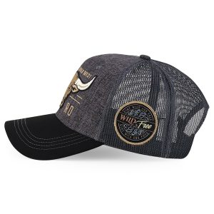 Bull Embroidered Western Snapback Trucker Cap