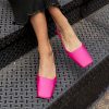 Women’s Pink Square Toe Mules – Low Kitten Heel, Slip-On Backless Loafers, Faux Cover Summer Dress Shoes,Stylish Streetwear | Modern Footwear,Ladies Shoes,womens heeled mules slip on,mules sandals for women 2025,cute shoes for women trendy