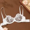 Plus Size Womens Sexy Floral Embroidered Underwire Non-Padded Sheer Mesh Bra – Breathable, Slight Stretch, Jacquard Patterned, Fabric – Perfect For Confident Women