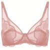 Elegant Minimizer Bra For Women – Plus Size Full Coverage Unlined Lace Mesh Underwire Bra