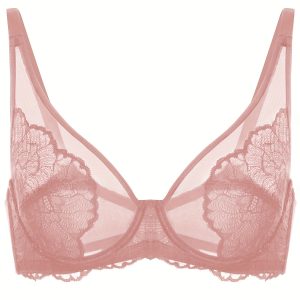 Elegant Minimizer Bra For Women - Plus Size Full Coverage Unlined Lace Mesh Underwire Bra
