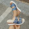 Women’s Hand-Knitted Summer Slip-On Platform Wedge Sandals – Fish Mouth Open-Toe Bohemian Beach Slippers with Thick Cushioned Sole, PU Outsole & Synthetic Cover Lining for Casual Vacation Wear