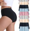 10pcs Women’S High-Waisted Knit Panties, Breathable, Comfortable, Simple Solid Color, Medium Stretch Rayon Fabric, 130 gu002Fm, for Daily Home Wear
