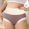 6pcs MEIYATING Women’S Plus Size High-Waisted Triangle Underwear – Soft Mid-Stretch Striped & Color-Block Design, Elegant Everyday Panties for All-Day Comfort