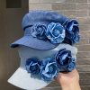 Spring And Autumn Women’S Denim Rose Design Baseball Cap, Octagonal Hat, Beret – A Must-Have For Parties, Dates, Going Out, Outdoor Camping – A Perfect Gift