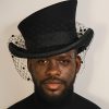 Mother’S Day Gift, Spring And Autumn Style Black Wool With Mesh High And Low Hat, Banquet And Vacation Dual-purpose, Red Mesh Curled Brim Sun Hat, Travel Beach Sun Hat