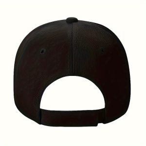 1pc Stylish Black Embroidered Baseball Cap with Flat Brim - Adjustable Fit for Sun Protection, Urban Streetwear Look, Polyester Material, Hand Wash or Dry Clean