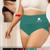 7pcs QUASTI Women’S Plus Size High-Waisted Briefs – Elegant Minimalist Design, Breathable Stretch Fabric, 7 Solid Colors (Pink, Black, Navy, Teal, Red, Beige, Olive Green), Comfortable for Casual Attire