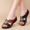 Women’s Stylish Chunky Sole Sandals, Non-Slip Comfortable Casual Shoes, Summer Open-Toe Mid-Heel PU Cover Sandals, Hand Wash or Dry Clean, Solid Color Design