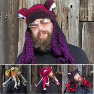 Knitted Winter Hat Knit Beanie Octopus Hat Unique Soft and Warm Hand Weave Hat Birthday Gift for Women and Men