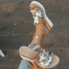 Women’s Platform Wedge Sandals – Slip-On Open Toe High Heels with Platform Sole, Beach Shoes for Women – Slip-Resistant PU Outdoors Slippers (Summer Footwear), High Heel Sandals, Vacation Footwear, Stylish Footwear, Woven Fabric, Casual Wear