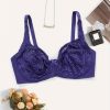 Elegant Plus Size Women’S Bra with Bow Detail – Floral Lace Underwire, No Padding, Stretch Fabric, Ergonomic Support for Casual Attire, Comfortable Undergarment, Smooth Texture