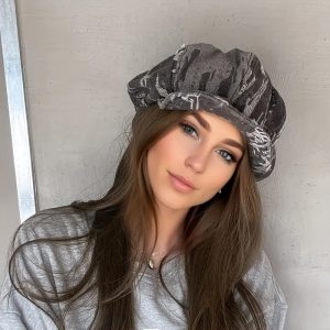 Women's Vintage Distressed Cloud Beret Hat, 100% Cotton Knitted Elastic Fit, Lightweight Artistic Fashion Accessory for Easter, Hand Washable - Movie Theme