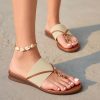 Womens Flip Flops Wedge Sandals Dressy Beach Summer Flats Comfortable Slip On Stretch Slippers Shoes