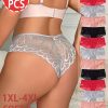 12pcs Large Women’S Sexy Lace Underwear – Breathable And Elastic, Solid Color Mid-waist, Elegant Lace Details, Soft Nylonu002Felastic Fiber Blend, Hand-washable – Size 1XL To 4XL, Large Underwear