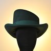 Royal Blue Unisex Cashmere Wool Felt Top Hat with Wide Brim & Ribbon Band ?C Stylish Asymmetrical Design for Christmas, St. Patrick’s Day, Vintage Look, Valentine’s Day Gift