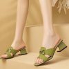 Elegant Open-Toe Summer Beach Sandals for Women – Thick Sole, Slip-On Design, Faux Cover Upper & Rubber Sole, Perfect for Dresses, Casual Beachwear, Strappy Sandals